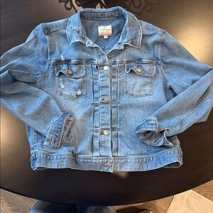 Liverpool Denim Jacket distressed cropped size XL